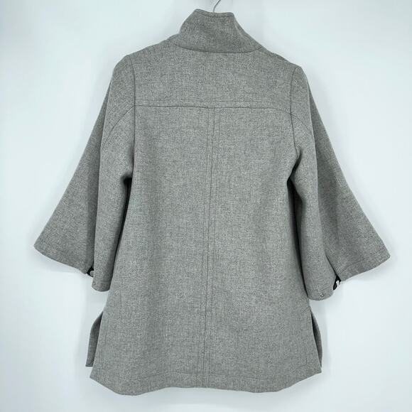 ZARA Wool Blend Cape Coat Buckle Poncho Jacket Funnel Neck Gray - Picture 10 of 13